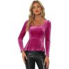 imageAllegra K Velvet Blouse for Womens Elegant Sweetheart Neck Long Sleeve Peplum TopHot Pink
