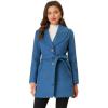 imageAllegra K Womens 2025 Winter Wrap Coat Shawl Collar Belted Single Breasted OvercoatsDark Blue Grey
