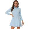 imageAllegra K Womens Casual Shirt Dress Long Sleeve Half Placket Embroidered Floral Mini DressesBlue