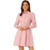 imageAllegra K Womens Casual Shirt Dress Long Sleeve Half Placket Embroidered Floral Mini DressesPink