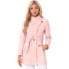 imageAllegra K Womens Classic Stand Collar Outwear Overcoat Long Sleeve Winter Belted Pea CoatPink