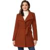 imageAllegra K Womens Classic Stand Collar Outwear Overcoat Long Sleeve Winter Belted Pea CoatRed Brown