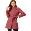 imageAllegra K Womens Classic Stand Collar Outwear Overcoat Long Sleeve Winter Belted Pea CoatWatermelon Red