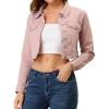 imageAllegra K Womens Denim Jackets 2025 Casual Button Down Long Sleeves Crop Jean JacketPink