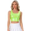 imageAllegra K Womens U Neck Sleeveless Halloween Party Clubwear Holographic Shiny Metallic Crop TopShiny Yellow