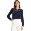 imageAllegra K Womens Vintage Peter Pan Collar Shirt Cute Lacy Trim Long Sleeve BlouseDark Blue