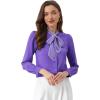 imageAllegra K Womens Work Blouse Tie Neck Long Sleeve Shirts Button Down Elegant Office Business Top 2025Purple