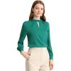 imageAllegra K Womens Work Tops Dressy Casual Shirts Mock Neck Keyhole Business Casual Long Sleeve BlouseLake Blue