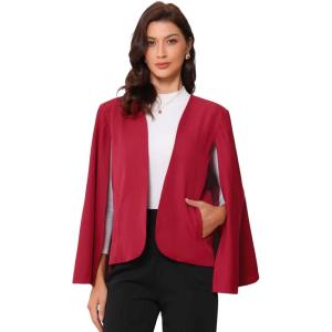 imageAllegra K Cape Sleeve Blazer for Womens Business Work Open Front Casual Jacket CoatRed