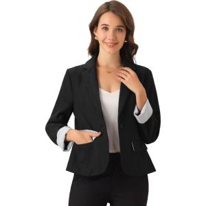 imageAllegra K Casual Blazer for Womens Lapel Collar Long Sleeve Cropped BlazerBlack