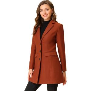 imageAllegra K Fall Coats for Womens 2025 Pea Coats Long Winter Trench CoatBrick Red