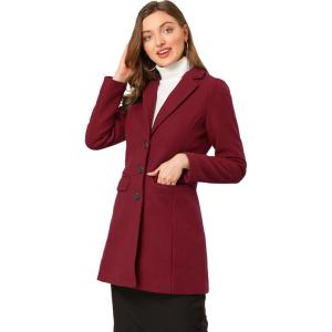 imageAllegra K Fall Coats for Womens 2025 Pea Coats Long Winter Trench CoatBurgundy