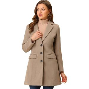 imageAllegra K Fall Coats for Womens 2025 Pea Coats Long Winter Trench CoatDark Beige