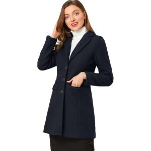 imageAllegra K Fall Coats for Womens 2025 Pea Coats Long Winter Trench CoatDark Blue