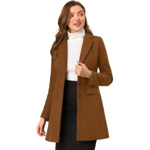 imageAllegra K Fall Coats for Womens 2025 Pea Coats Long Winter Trench CoatDark Brown