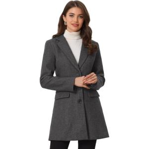 imageAllegra K Fall Coats for Womens 2025 Pea Coats Long Winter Trench CoatDark Grey