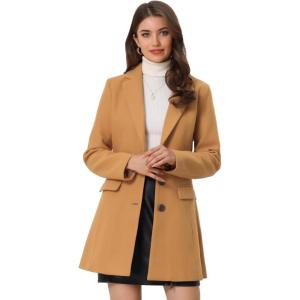 imageAllegra K Fall Coats for Womens 2025 Pea Coats Long Winter Trench CoatDark Khaki
