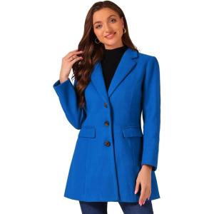 imageAllegra K Fall Coats for Womens 2025 Pea Coats Long Winter Trench CoatDeep Blue