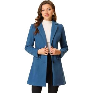 imageAllegra K Fall Coats for Womens 2025 Pea Coats Long Winter Trench CoatDusty Blue