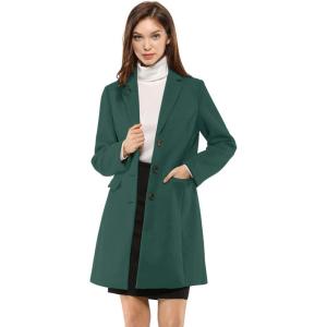 imageAllegra K Fall Coats for Womens 2025 Pea Coats Long Winter Trench CoatGreen