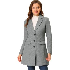 imageAllegra K Fall Coats for Womens 2025 Pea Coats Long Winter Trench CoatLight Grey