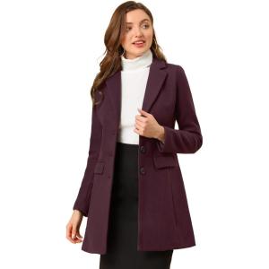 imageAllegra K Fall Coats for Womens 2025 Pea Coats Long Winter Trench CoatPurplish Red
