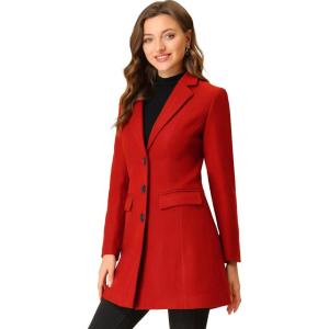 imageAllegra K Fall Coats for Womens 2025 Pea Coats Long Winter Trench CoatRed