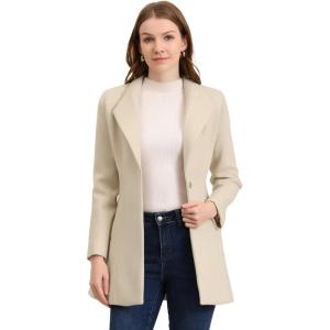 imageAllegra K Womens 2025 Coat for Winter Notch Lapel Collar One Button Outwear Classic Work Trench CoatsBeige