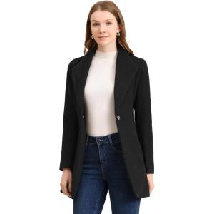 imageAllegra K Womens 2025 Coat for Winter Notch Lapel Collar One Button Outwear Classic Work Trench CoatsBlack