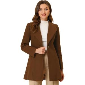 imageAllegra K Womens 2025 Coat for Winter Notch Lapel Collar One Button Outwear Classic Work Trench CoatsBrown