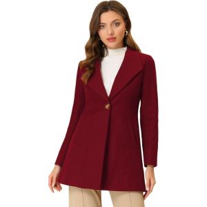imageAllegra K Womens 2025 Coat for Winter Notch Lapel Collar One Button Outwear Classic Work Trench CoatsBurgundy