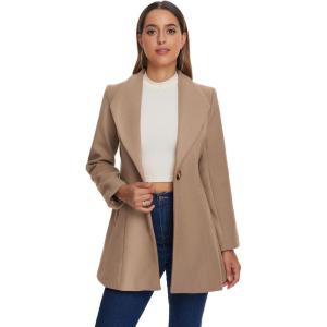 imageAllegra K Womens 2025 Coat for Winter Notch Lapel Collar One Button Outwear Classic Work Trench CoatsDark Beige