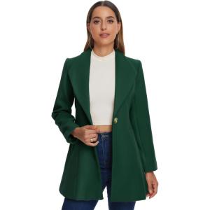 imageAllegra K Womens 2025 Coat for Winter Notch Lapel Collar One Button Outwear Classic Work Trench CoatsDark Green