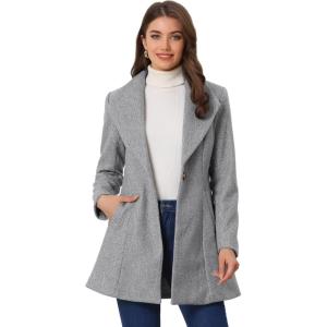 imageAllegra K Womens 2025 Coat for Winter Notch Lapel Collar One Button Outwear Classic Work Trench CoatsGrey