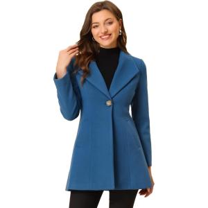 imageAllegra K Womens 2025 Coat for Winter Notch Lapel Collar One Button Outwear Classic Work Trench CoatsGrey Blue