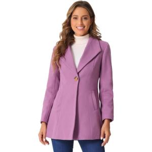 imageAllegra K Womens 2025 Coat for Winter Notch Lapel Collar One Button Outwear Classic Work Trench CoatsGrey Purple