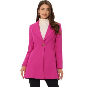 imageAllegra K Womens 2025 Coat for Winter Notch Lapel Collar One Button Outwear Classic Work Trench CoatsHot Pink