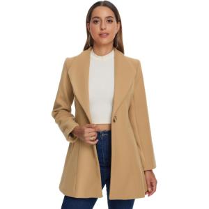 imageAllegra K Womens 2025 Coat for Winter Notch Lapel Collar One Button Outwear Classic Work Trench CoatsKhaki