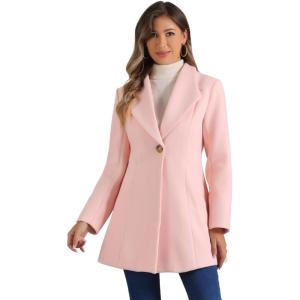 imageAllegra K Womens 2025 Coat for Winter Notch Lapel Collar One Button Outwear Classic Work Trench CoatsPink