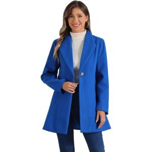 imageAllegra K Womens 2025 Coat for Winter Notch Lapel Collar One Button Outwear Classic Work Trench CoatsRoyal Blue