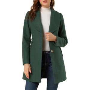 imageAllegra K Womens 2025 Winter Wrap Coat Shawl Collar Belted Single Breasted OvercoatsGreen