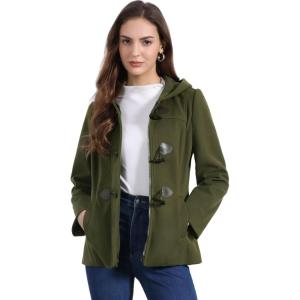 imageAllegra K Womens Casual Winter Outwear Hooded Button Peacoat Toggle Duffle CoatArmy Green