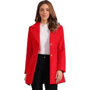 imageAllegra K Womens Elegant Overcoat Notched Shawl Collar Single Breasted Outerwear Winter Long CoatBright Red