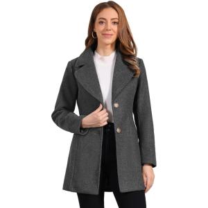 imageAllegra K Womens Elegant Overcoat Notched Shawl Collar Single Breasted Outerwear Winter Long CoatDark Grey