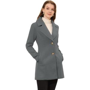 imageAllegra K Womens Elegant Overcoat Notched Shawl Collar Single Breasted Outerwear Winter Long CoatDeep Grey