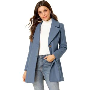 imageAllegra K Womens Elegant Overcoat Notched Shawl Collar Single Breasted Outerwear Winter Long CoatGray Blue