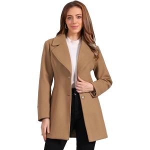 imageAllegra K Womens Elegant Overcoat Notched Shawl Collar Single Breasted Outerwear Winter Long CoatMid Brown