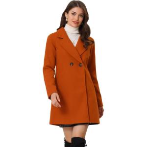 imageAllegra K Womens Notched Lapel Double Breasted Raglan Winter CoatsDark Orange