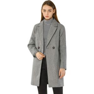 imageAllegra K Womens Notched Lapel Double Breasted Raglan Winter CoatsGrey