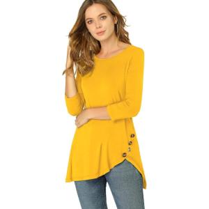 imageAllegra K Womens Tunic Tops Loose Fit Dressy High Low Round Neck 2025 Fall 34 Sleeve Long ShirtYellow